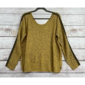 Roxy Boat Neck Honeycomb Knit Oversized Sweater Women's Size 10 Yellow/Green